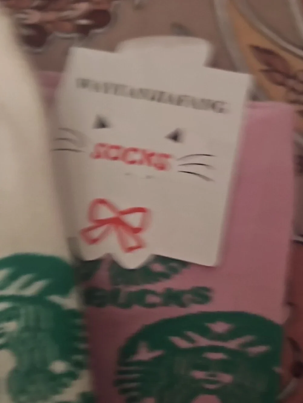 Women’s Crew Socks - White/Green/pink Starbucks Logo Pattern Pink Is Gone   2 Pr